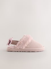Baker by Ted Baker Girls Suede Faux Fur Mule Slippers with Bow - Image 2 of 5