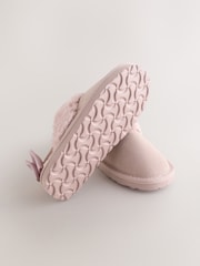 Baker by Ted Baker Girls Suede Faux Fur Mule Slippers with Bow - Image 5 of 5