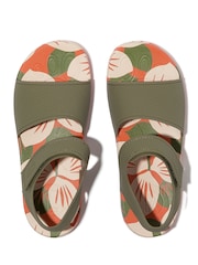 FitFlop Green Kids Junior iQushion Leaf Print Sandals - Image 3 of 4