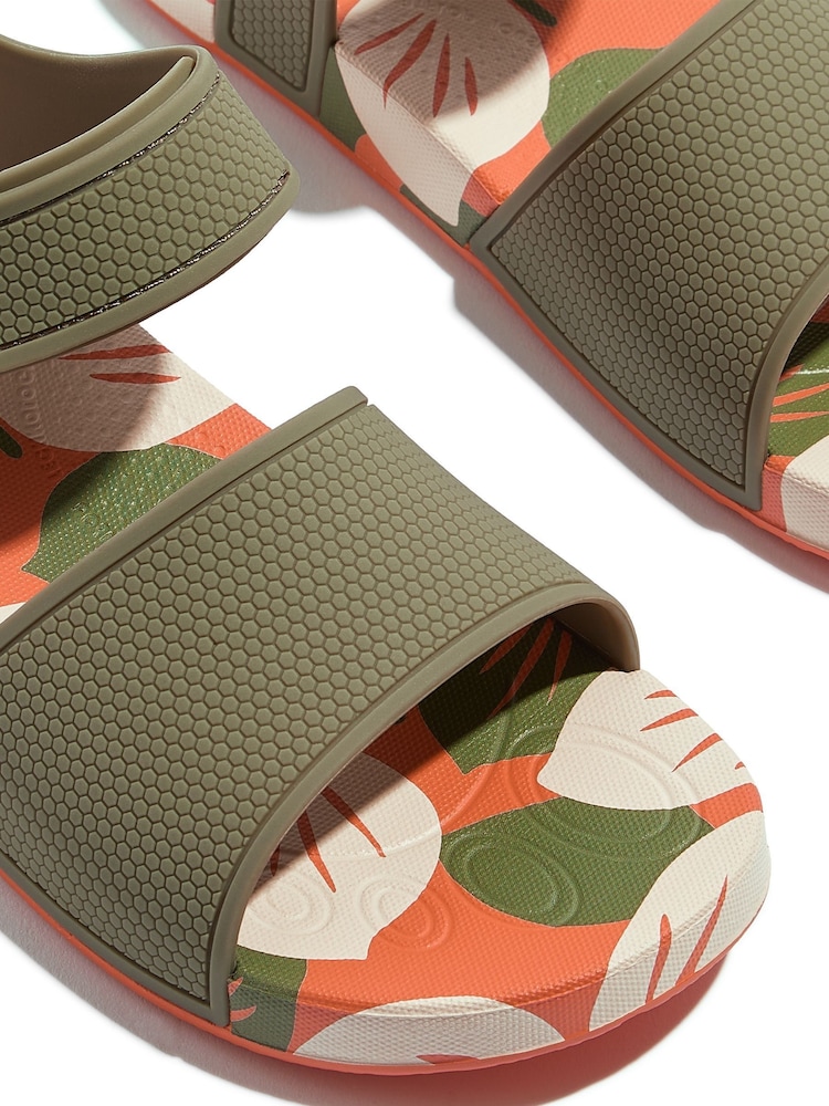 FitFlop Green Kids Junior iQushion Leaf Print Sandals - Image 4 of 4