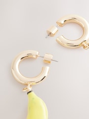 Yellow Banana Drop Hoop Earrings - Image 2 of 3
