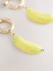 Yellow Banana Drop Hoop Earrings - Image 3 of 3