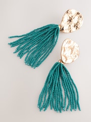 Turquoise Blue Beaded Drop Earrings - Image 3 of 5