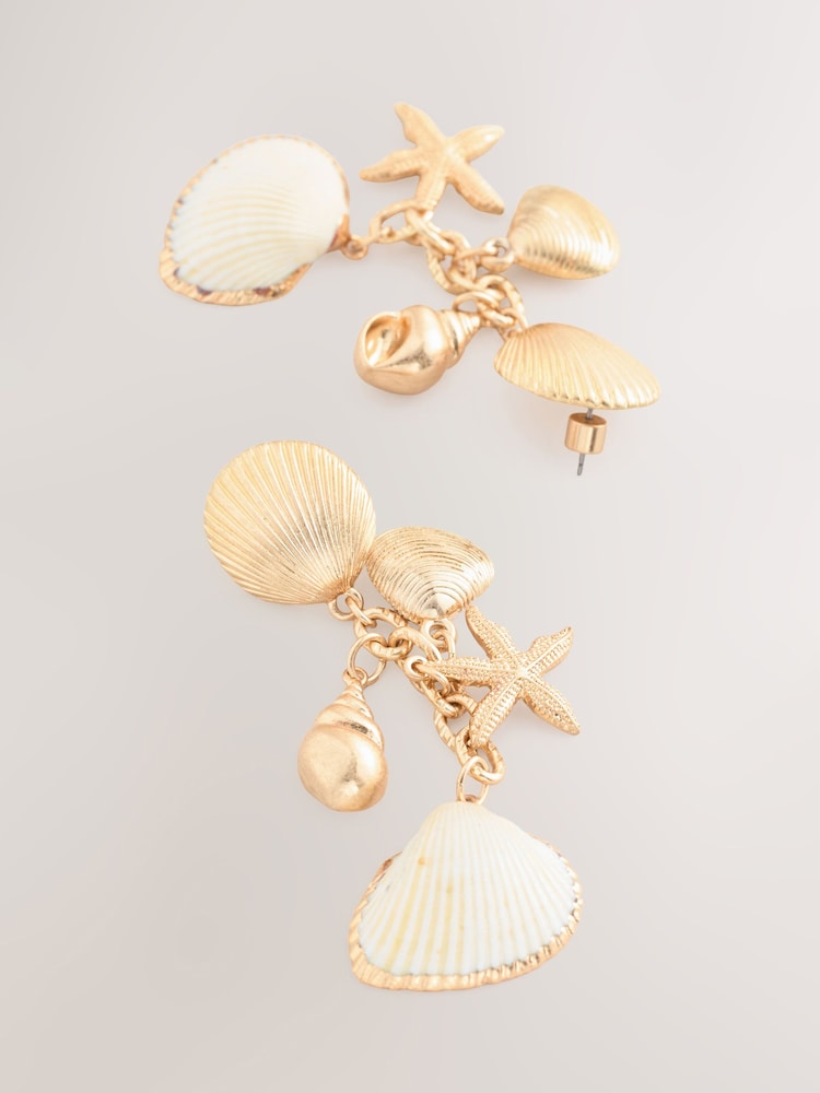 Tono dorado - Pendientes largos con conchas - Imagen 3 de 3