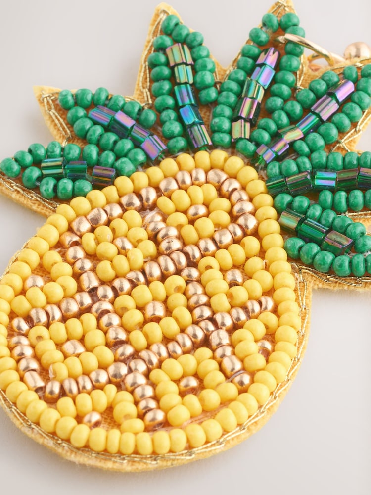 Yellow Beaded Pineapple Drop Earrings - Image 4 of 5