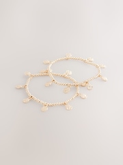 Gold Tone Disc Beaded Bracelets 2 Pack - Image 1 of 3