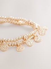 Gold Tone Disc Beaded Bracelets 2 Pack - Image 3 of 3