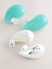 Silver Tone/Turquoise Teardrop Earrings 2 Pack - Image 4 of 5