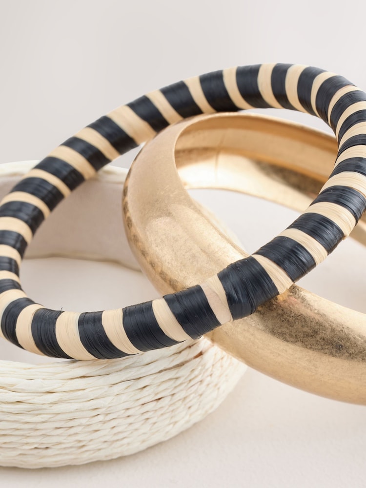 Black/White Raffia Bangle - Image 2 of 3