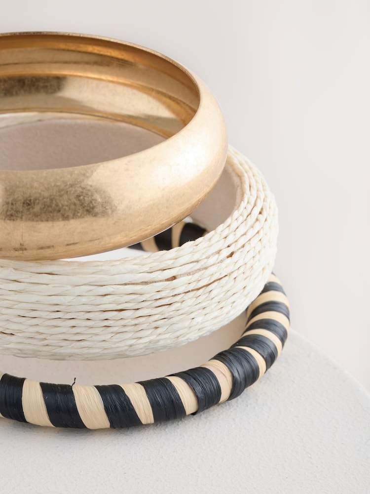 Black/White Raffia Bangle - Image 3 of 3