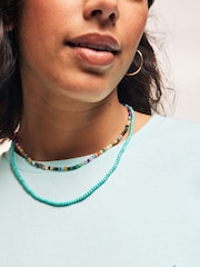 Turquoise Blue Mini Beaded Necklace - Image 1 of 6