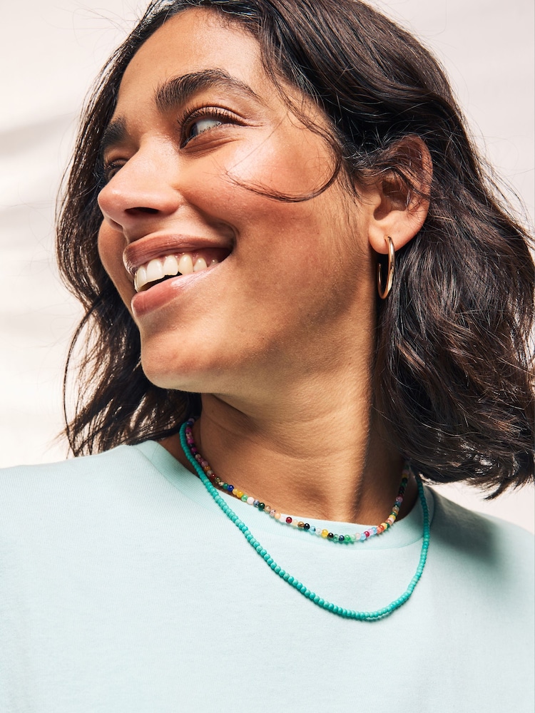 Turquoise Blue Mini Beaded Necklace - Image 2 of 6
