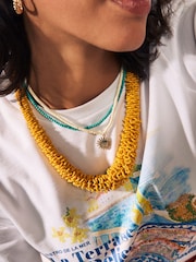 Yellow Beaded Tube Necklace - Image 1 of 6