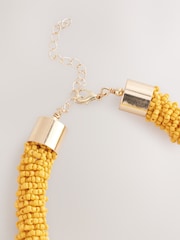 Yellow Beaded Tube Necklace - Image 2 of 6