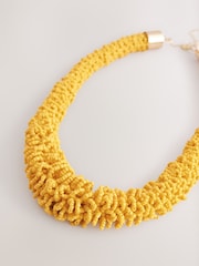 Yellow Beaded Tube Necklace - Image 3 of 6