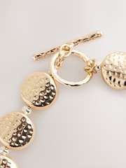 Gold Tone Chunky Hammered Necklace - Image 2 of 3