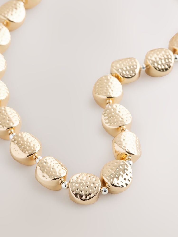 Gold Tone Chunky Hammered Necklace - Image 3 of 3