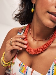 Red Beaded Tube Necklace - Image 1 of 7