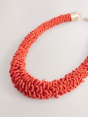 Red Beaded Tube Necklace - Image 4 of 7