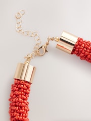 Red Beaded Tube Necklace - Image 5 of 7
