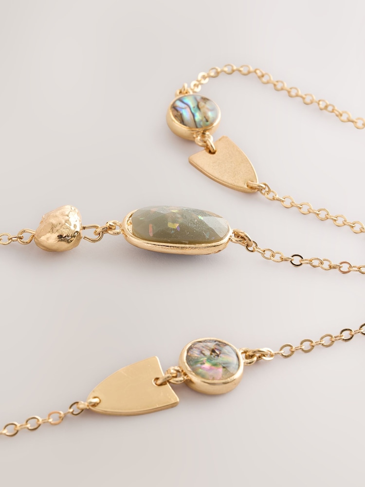 Grey/Gold Tone Long Rope Necklace - Image 3 of 3