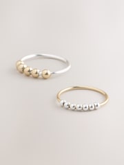 Gold Tone/Silver Tone Mixed Metal Spinner Rings 2 Pack - Image 4 of 5