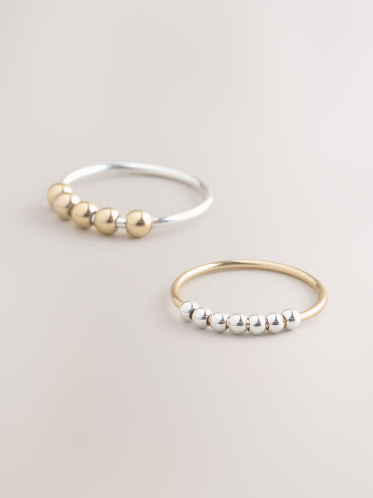 Gold Tone/Silver Tone Mixed Metal Spinner Rings 2 Pack - Image 2 of 3