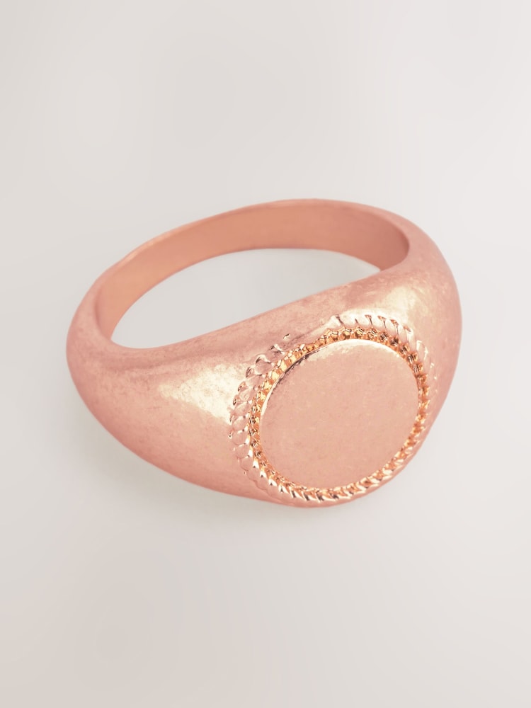 Gold Tone Signet Pinky Ring - Image 3 of 3