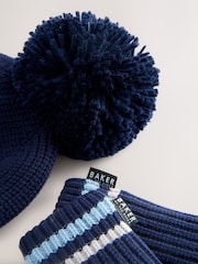 Baker by Ted Baker Boys Pom Beanie and Mittens Set - Image 3 of 7
