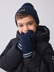 Baker by Ted Baker Boys Pom Beanie and Mittens Set - Image 5 of 7