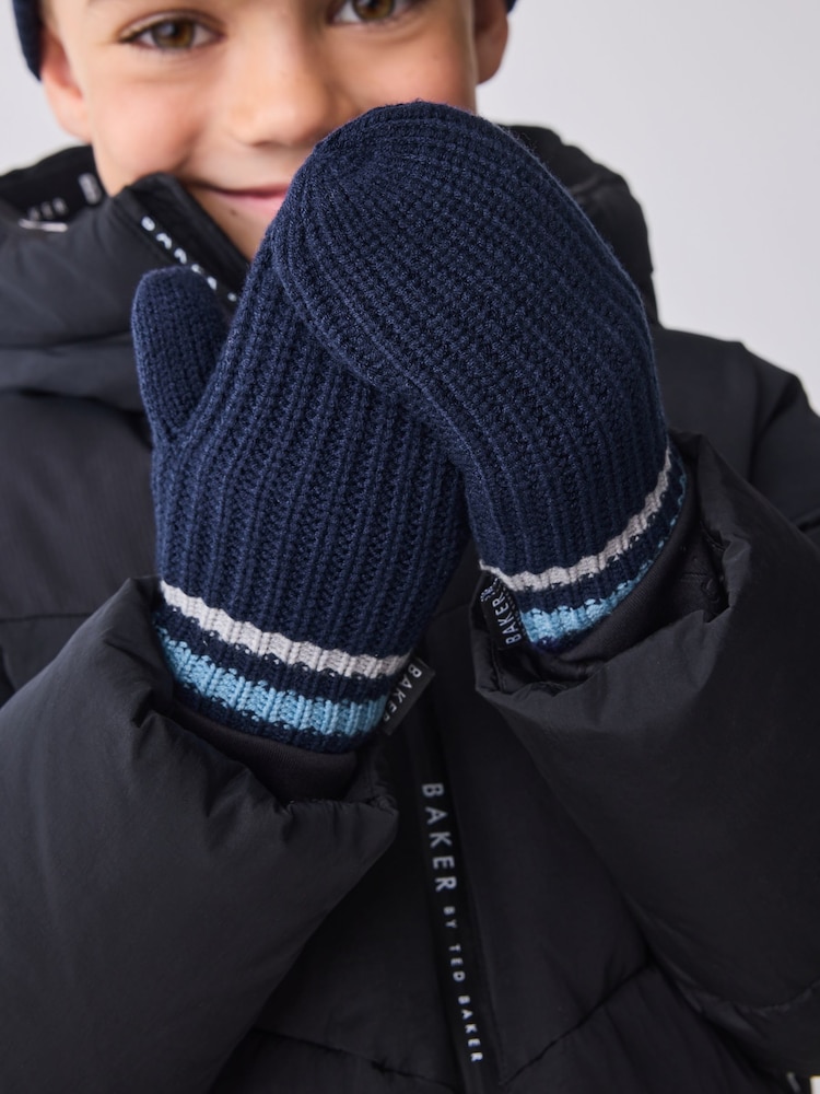 Baker by Ted Baker Boys Pom Beanie and Mittens Set - Image 7 of 7