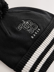 Baker by Ted Baker Boys Varsity Logo Pom Black Beanie and Gloves Set - Image 2 of 7