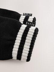 Baker by Ted Baker Boys Varsity Logo Pom Black Beanie and Gloves Set - Image 3 of 7