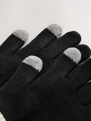 Baker by Ted Baker Boys Varsity Logo Pom Black Beanie and Gloves Set - Image 4 of 7