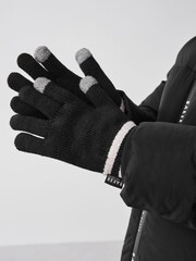 Baker by Ted Baker Boys Varsity Logo Pom Black Beanie and Gloves Set - Image 7 of 7