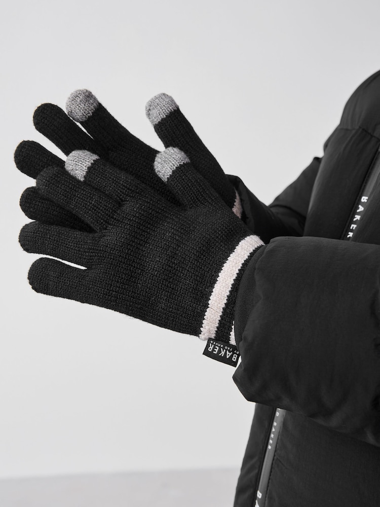 Baker by Ted Baker Boys Varsity Logo Pom Black Beanie and Gloves Set - Image 7 of 7 Baker by Ted Baker Boys Varsity Logo Pom Black Beanie and Gloves Set - Image 7 of 7