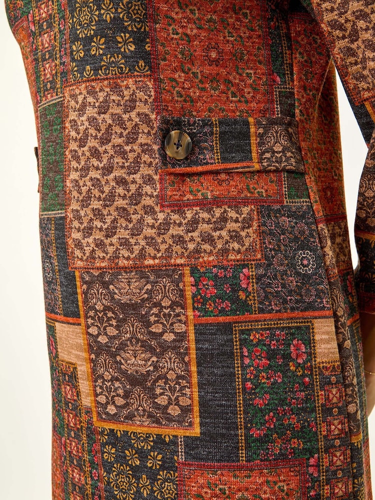 Roman Orange Patchwork Print Shift Stretch Dress - Image 6 of 6