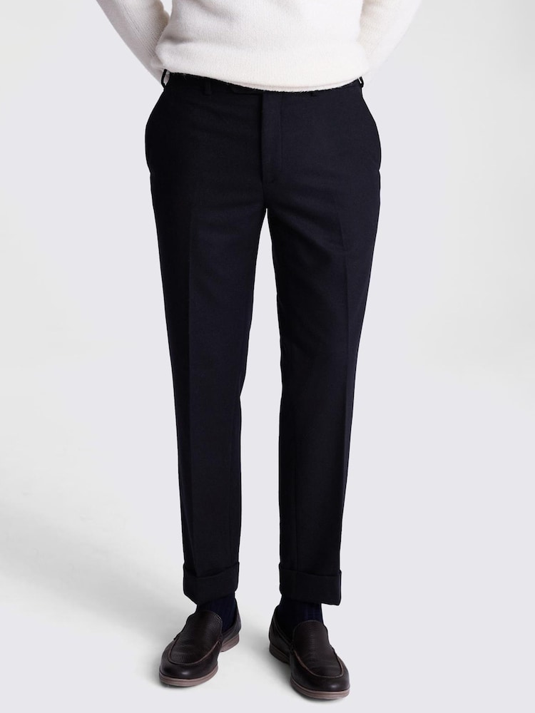 MOSS Blue Tailored Fit Flannel Trousers - Image 1 of 5
