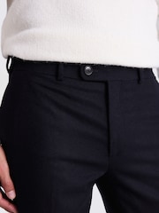 MOSS Blue Tailored Fit Flannel Trousers - Image 3 of 5