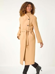 Roman Natural Asymmetric Double Breasted Tie Waist Coat - Image 2 of 5
