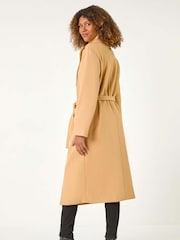 Roman Natural Asymmetric Double Breasted Tie Waist Coat - Image 3 of 5