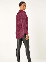 Roman Red Shimmer Textured Stretch Shirt - Image 4 of 6
