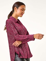 Roman Red Shimmer Textured Stretch Shirt - Image 5 of 6