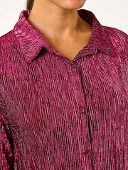 Roman Red Shimmer Textured Stretch Shirt - Image 6 of 6