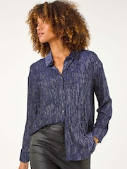 Roman Blue Shimmer Textured Stretch Shirt - Image 1 of 5