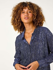 Roman Blue Shimmer Textured Stretch Shirt - Image 4 of 5