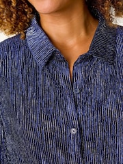 Roman Blue Shimmer Textured Stretch Shirt - Image 5 of 5