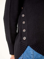 Roman Black Textured Curved Hem Jumper - Image 5 of 5