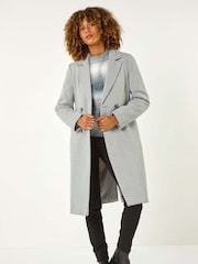 Roman Grey Herringbone Double Breasted Coat - Image 2 of 5