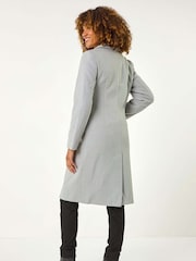 Roman Grey Herringbone Double Breasted Coat - Image 3 of 5